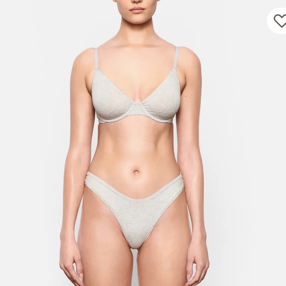 SKIMS Cotton Jersey T-Shirt Underwire Bra Light Heather Grey Size 34C - Picture 1 of 7